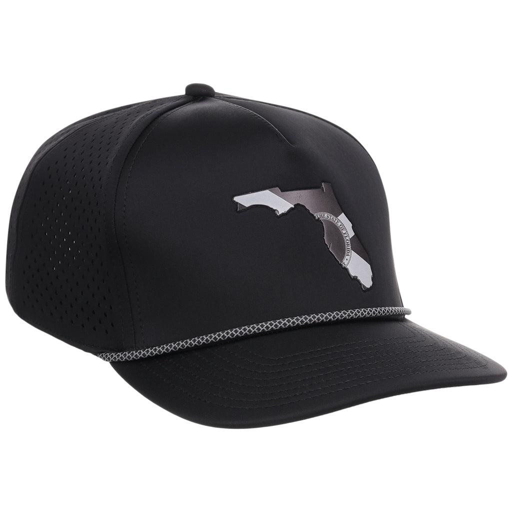 Local Crowns Florida Reflective 5 Panel Tech w/Rope - Black