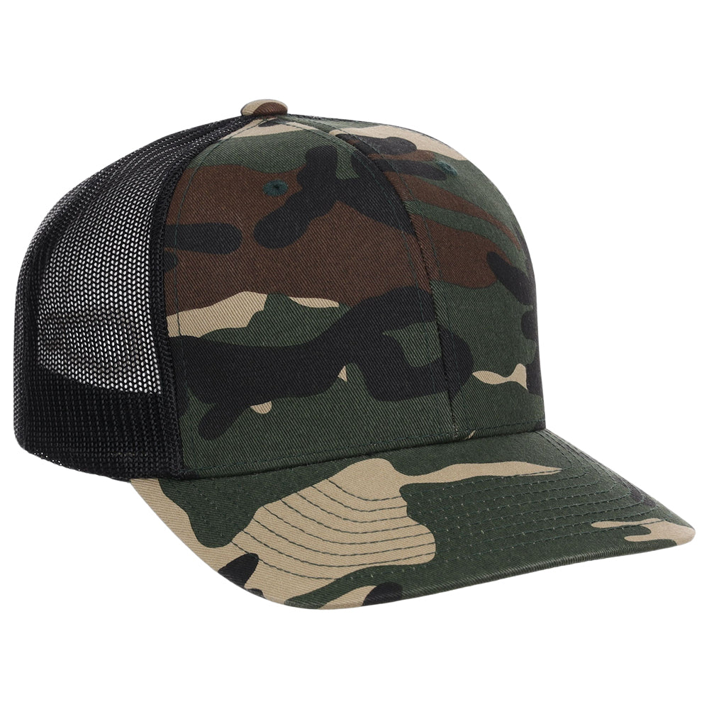 YP Classics Fan Trucker - Woodland Camo/Black