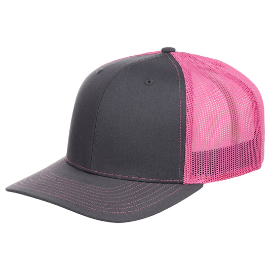Richardson 112 Trucker - Charcoal/Neon Pink