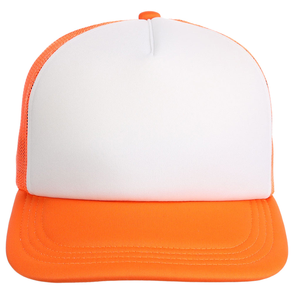 Crowns By Lids Screen Foam Trucker Cap - White/Neon Orange