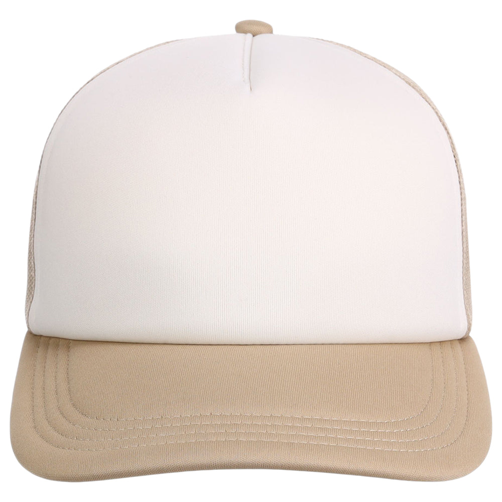 Crowns By Lids Screen Foam Trucker Cap - White/Khaki