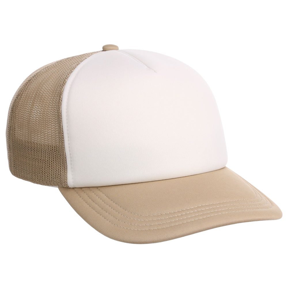 Crowns By Lids Screen Foam Trucker Cap - White/Khaki
