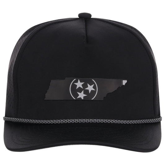 Local Crowns Tennessee Reflective 5 Panel Tech w/Rope - Black
