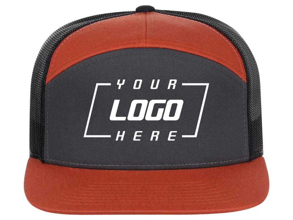 Richardson 168 7 Panel Trucker - Charcoal/Orange/Black