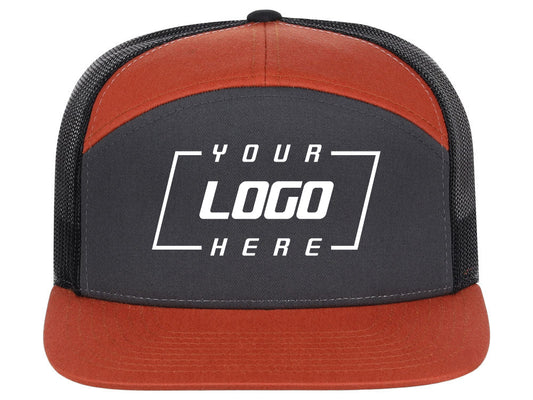 Richardson 168 7 Panel Trucker - Charcoal/Orange/Black