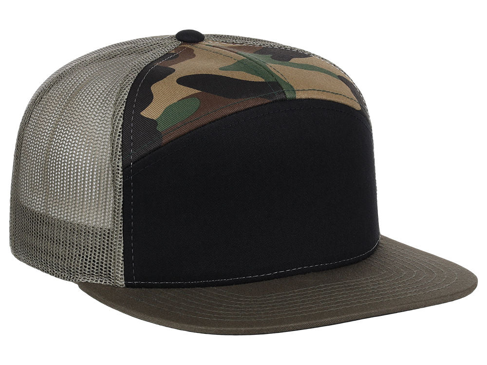 Richardson 168 7 Panel Trucker - Black/Camo